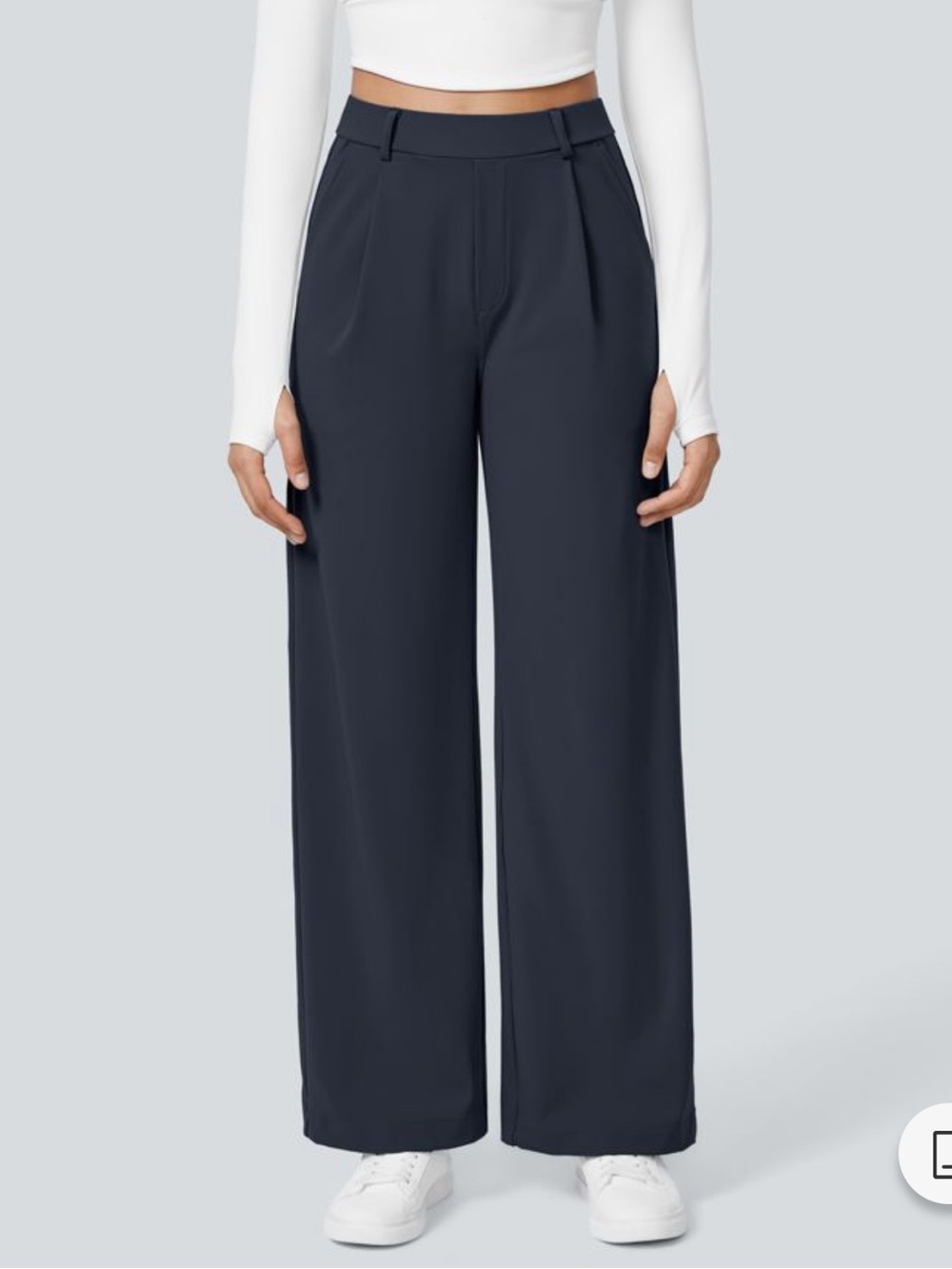 Halara Flexl DayStretch High Waisted Pocket Straight Leg Work Pants Medium Navy - Picture 2 of 10